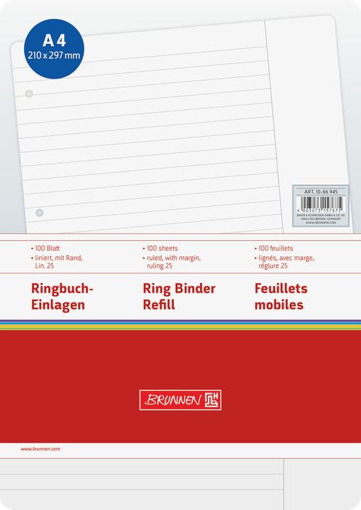 Produktbild Brunnen Ringbucheinlagen A4 liniert