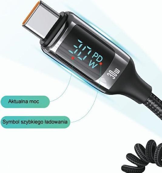 Produktbild Usams Ład. sam. C37 1xUSB+1xUSB-C 60W + kabel USB-C 30W PD+QC Fast Charge czarny/black CC192CC01 (US