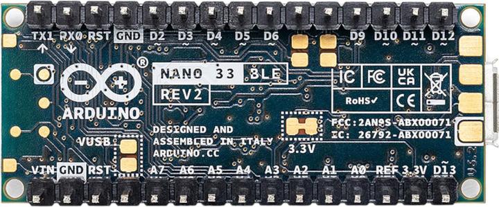 Actual product image Arduino ABX00072 Board Nano 33 BLE Rev2 with headers Nano ARM® Cortex®-M4