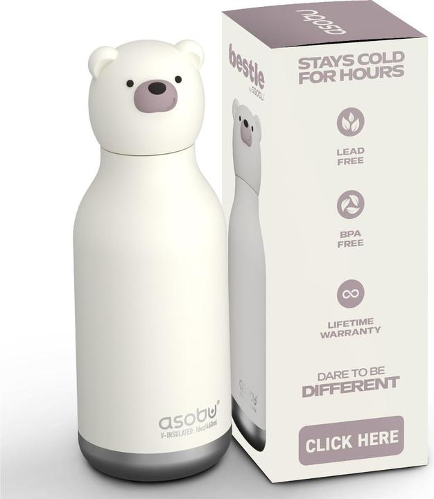 Actual product image Asobu Bestie Teddy Bear - Thermos Bottle With Straw 460 Ml (0.46 l)
