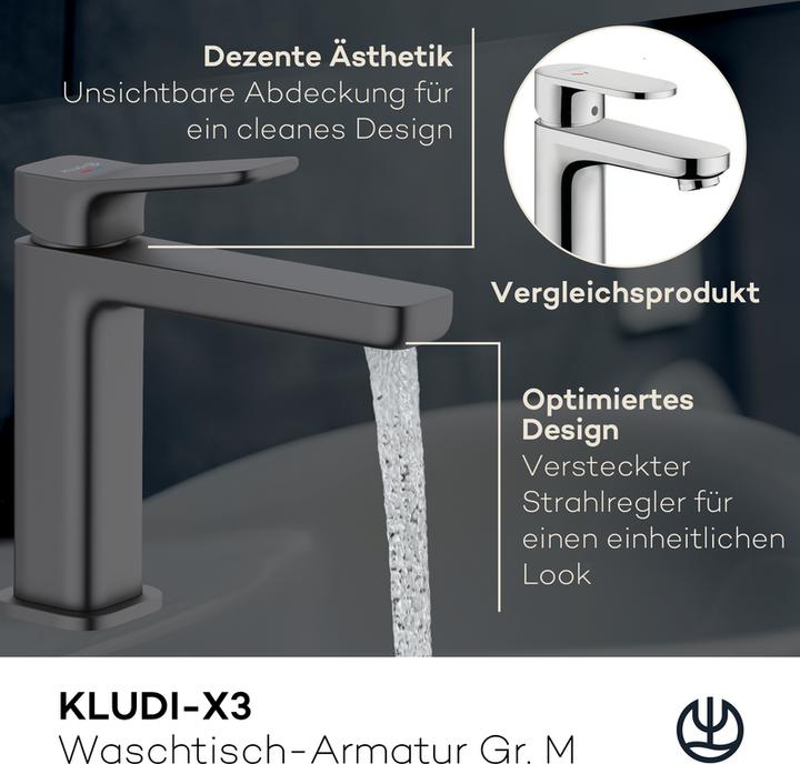 Actual product image Kludi X3 Wash basin mixer, size M, with push-open pop-up waste