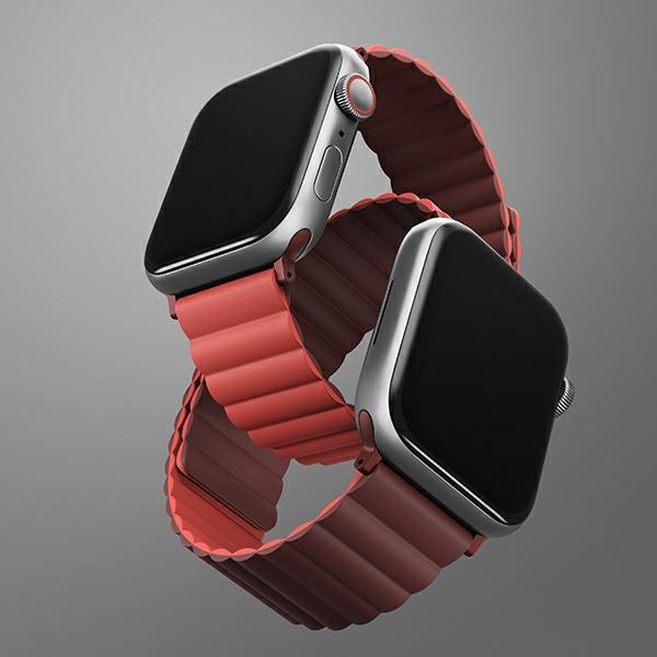 Produktbild Uniq pasek Revix Apple Watch Series 1/2/3/4/5/6/7/8/SE/SE2 38/40/41mm. Reversible Magnetic bordowy-k (Silicon)