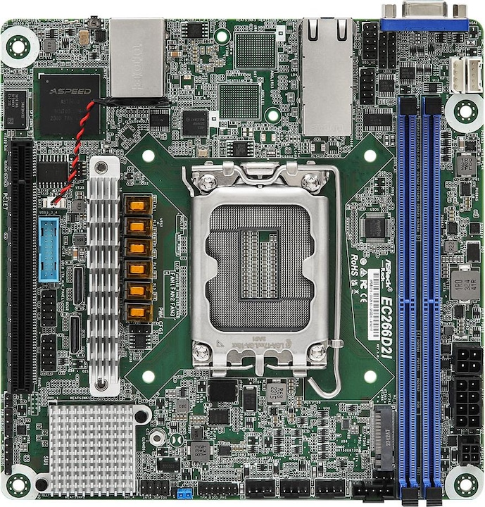 AsRock Mainboard EC266D2I mini-ITX Sockel 1700 DDR5-only Single (LGA 1700, Intel C266, Mini-ITX)