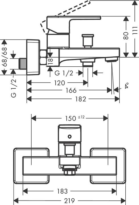 Image du produit hansgrohe Vernis Shape Mitigeur monocommandé pour bain apparent