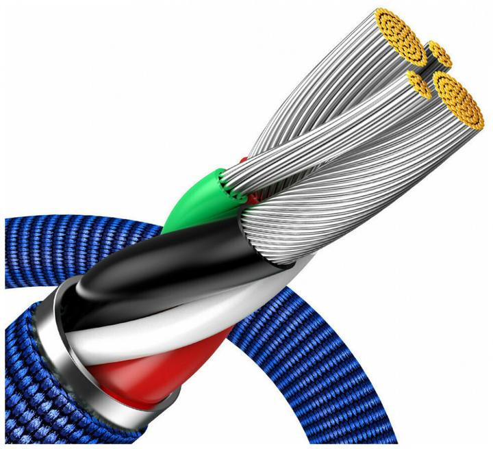 Actual product image Baseus Crystal Shine Series Fast Charging Data Cable USB to iP 2.4A 2m Blue (2 m, USB 2.0)