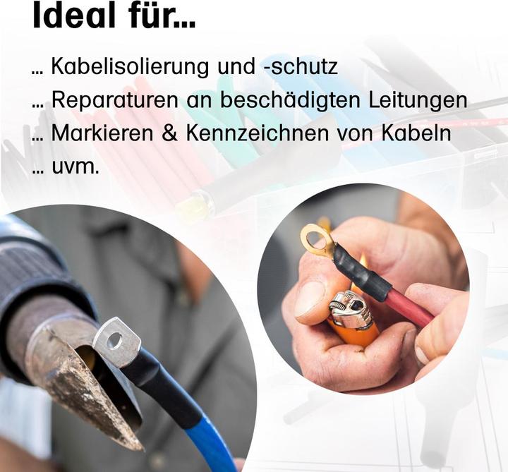 Produktbild Offgridtec Schrumpfschlauch Sortiment Schwarz Rot 3:1 Ratio mit Kleber Doppelwandig 200 Stück 45mm Länge Vers (200 x)