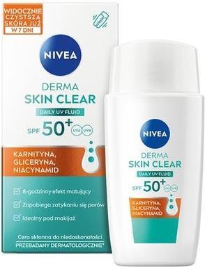 NIVEA Derma Skin Clear Daily UV Fluid SPF 50+ Under Makeup 40ml (Sonnencreme Gesicht, SPF 50+, 40 ml)