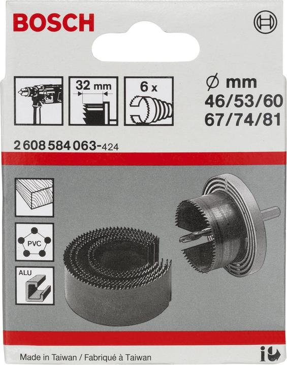 Produktbild Bosch Professional Zubehör Lochsägen-Set, 6-tlg., 46–81 mm (32 mm)