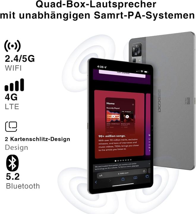 Produktbild Doogee T30 Pro (Tablette 4G - 11", 256 Go, 8 Go RAM) Gris (4G, 11", 256 GB, Grau)