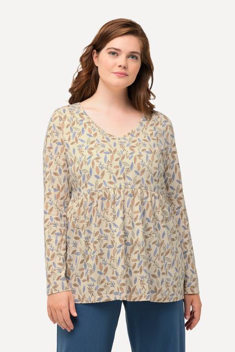 Produktbild Ulla Popken Schlafshirt, Blätter, V-Ausschnitt, Langarm (46, 48)
