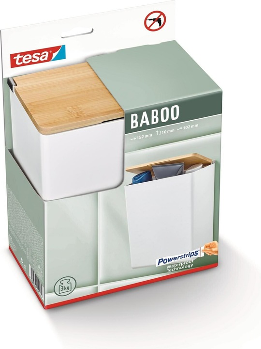 Produktbild tesa BABOO Aufbewahrungsbox mit Deckel, gross inkl. Klebelösung ohne Bohren