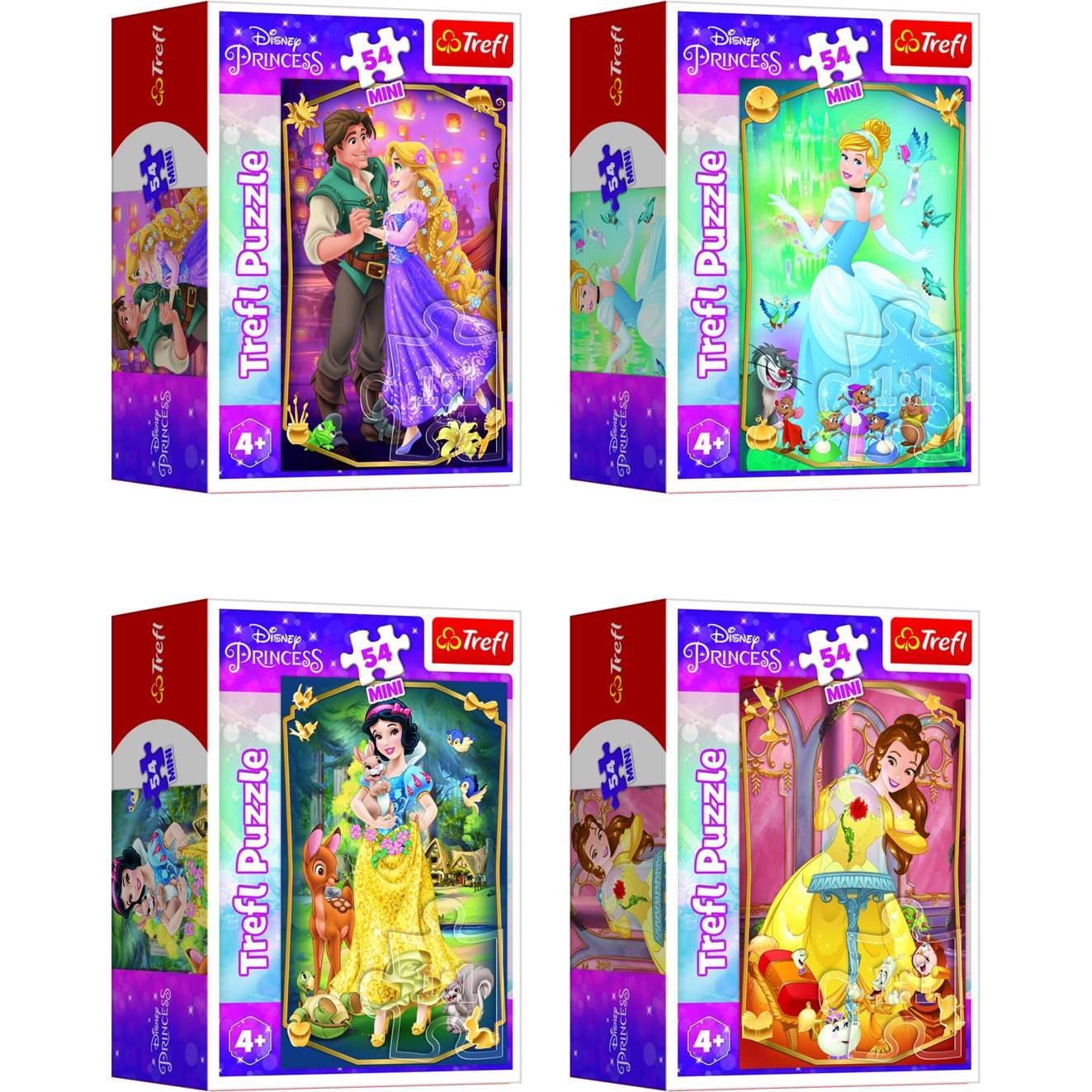 Trefl Ein Set mit 4 Puzzles in kleinen, praktischen Schachteln, die bequem in den Rucksack eines Kindes un (54 Teile)