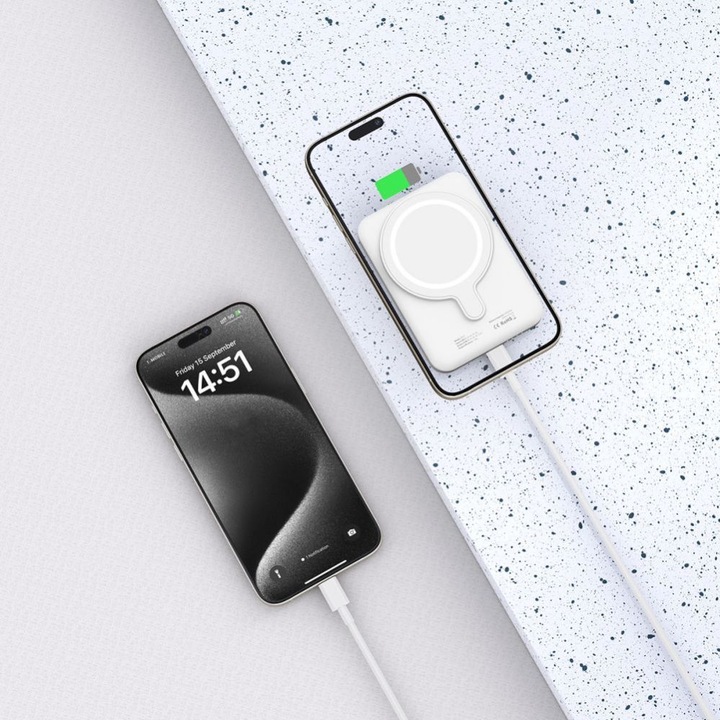 Actual product image Tech „Powerbank Tech-Protect“ PB10 LifeMag 5000 mAh Baltasis (5000 mAh, 15 W)