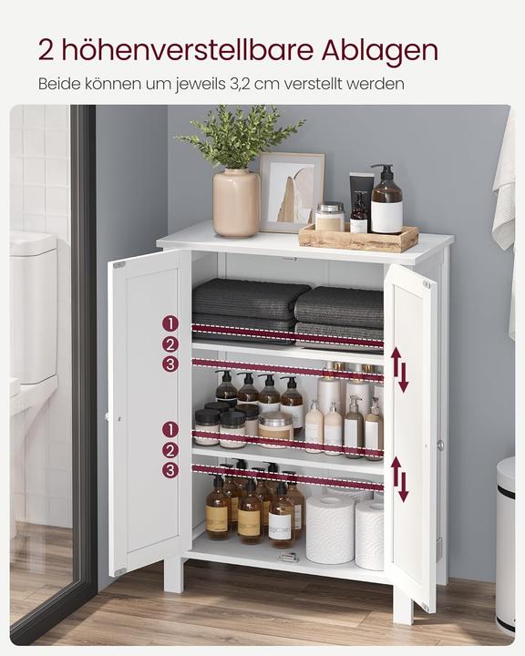 Productafbeelding Songmics Badezimmerschrank Freistehend Verstellbare Regale Weiss (60 x 30 x 80 cm)