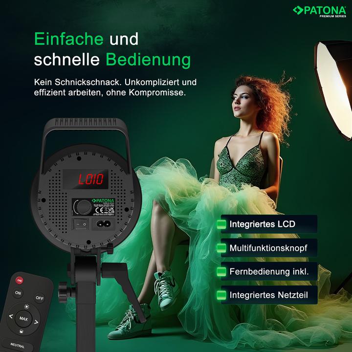 Actual product image Patona Premium LED professionelles Fotolicht Videolicht LED 120W COB ML-1200 inkl. Tragetasche (Video light)