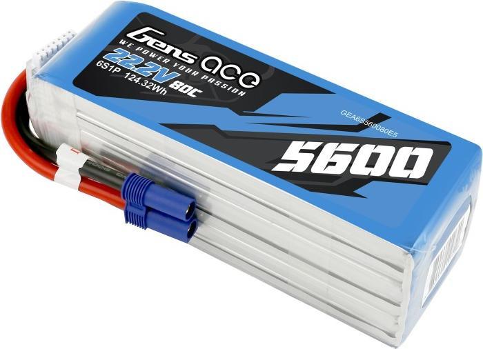 Produktbild Gens Ace LiPo Pack 5600mAh 22,2V 80C 6S1P(EC5) (22.20 V, 5600 mAh)