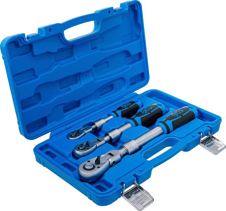 Produktbild BGS Umschaltknarren-Satz ausziehbar, abwinkelbar 6,3 mm (1/4") - 10 mm (3/8") - 12,5 mm (1/2") 3-tl (3/8", 1/4", 1/2")