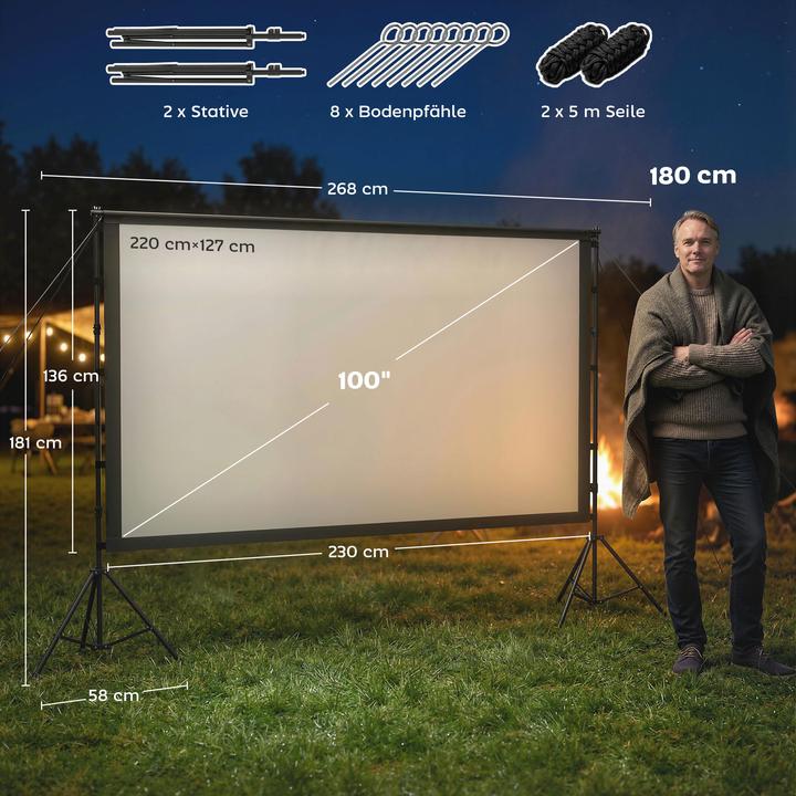 Actual product image Homcom Projektor-Leinwand Polyester, Aluminium Schwarz (100", 16:9)