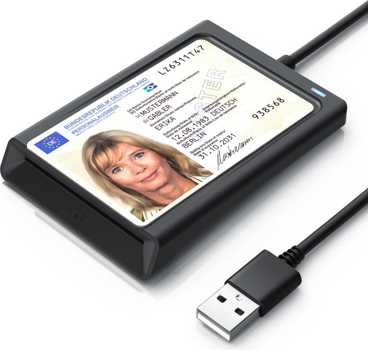Actual product image CSL Chipkartenleser USB-A Smart Card Reader, NFC, SIM Kartenlesegerät, kompatibel mit Mac OS X, Win 11 (USB)