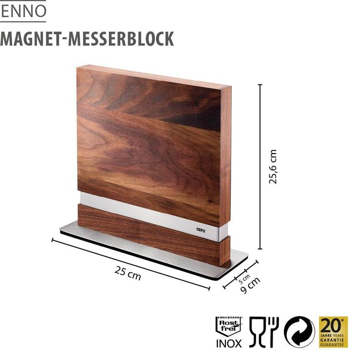 Produktbild GEFU Magnetischer Messerblock ENNO für bis zu 10 Messer Walnussholz