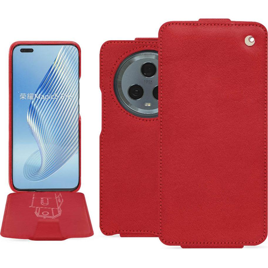 Noreve Lederschutzhülle vertikal (Honor Magic5 Pro), Smartphone Hülle, Rot