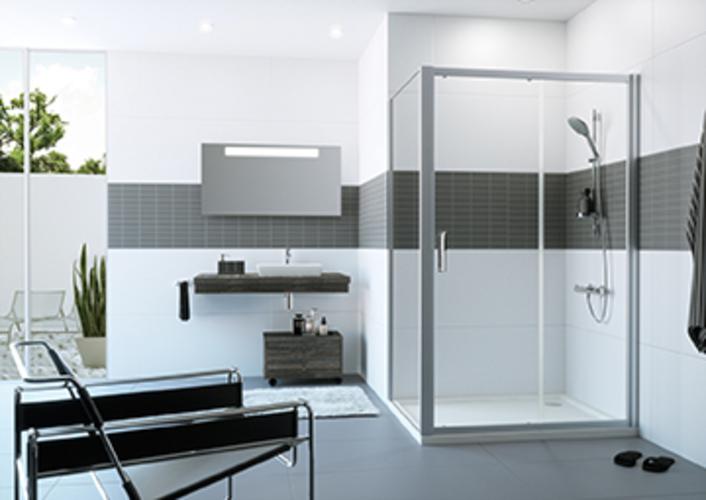 Actual product image Hüppe Classics 2 4-corner side panel for sliding door, width:75 cm, height:190cm, fixing left & (75 cm, 190 cm)
