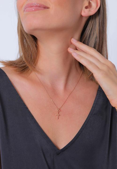 Image du produit Elli Collier Croix gravure étoile 925 en argent sterling communion (Argent sterling 925, 45 cm)