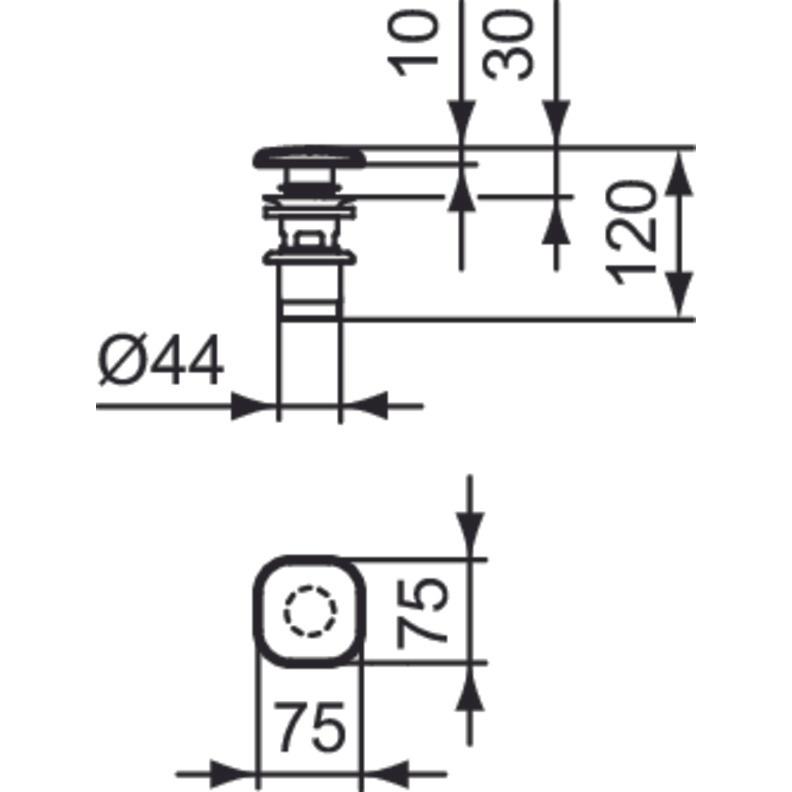 Thumbnail - Ideal Standard, Zubehör Sanitärinstallation, IDS Push-Open-Ventil STRADA II AquaBlade chr small quadrat. für Handwaschbe...