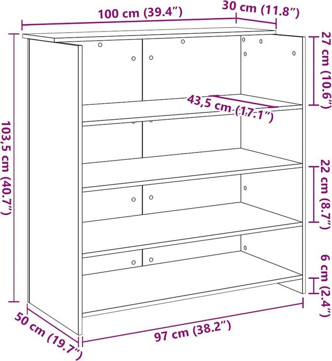 Actual product image vidaXL Reception counter Artisan oak 55x50x103.5 cm wood-based reception counter