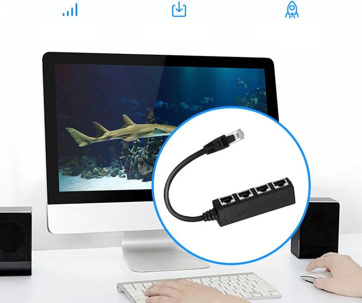 Immagine prodotto Deltalabs Sdoppiatore adattatore di rete Ethernet LAN RJ45 a 4 vie (RJ45, RJ45 (4x))