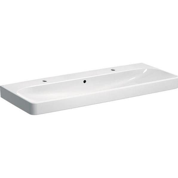 Geberit, Waschbecken, Waschtisch Smyle Square 120 cm wei mit 2 Hahnlchern mit Beschichtung 500253018 (480 mm, 1200 mm)