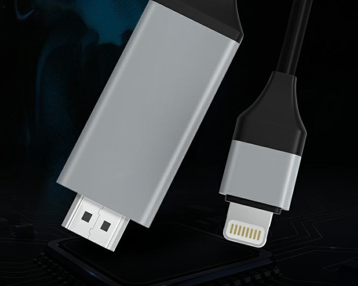 Produktbild Apfelkiste Lightning auf HDMI 1080p Konverter Adapter Kabel für Apple iPhone / iPad - Weiss 2m (Lightning, HDMI)