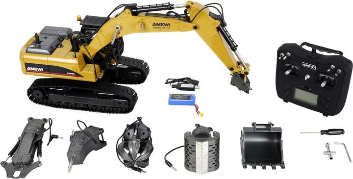 Produktbild Amewi G705E Bagger Metall 1:14 RTR gelb (RTR Ready-to-Run)