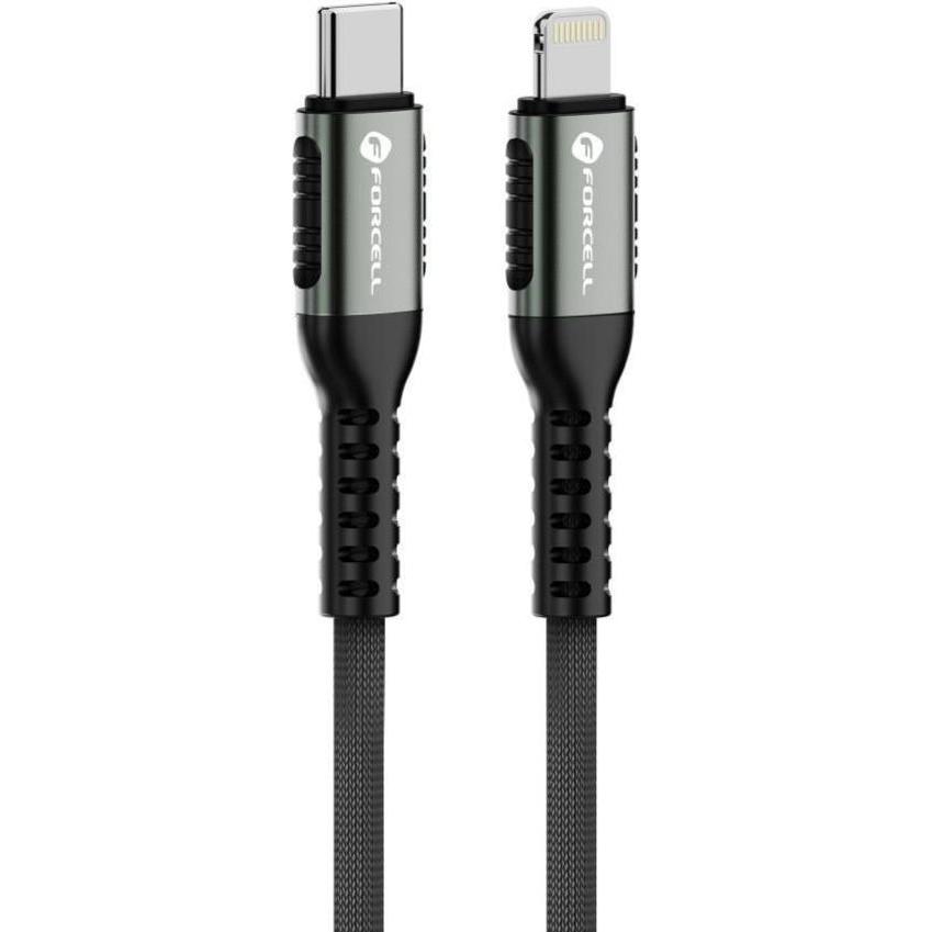 Forcell Cable F-ENERGY C259 cable Type C to Lightning PD 3A 27W Cafule 0,25 m black (0.25 m, 27 W), Cavo USB