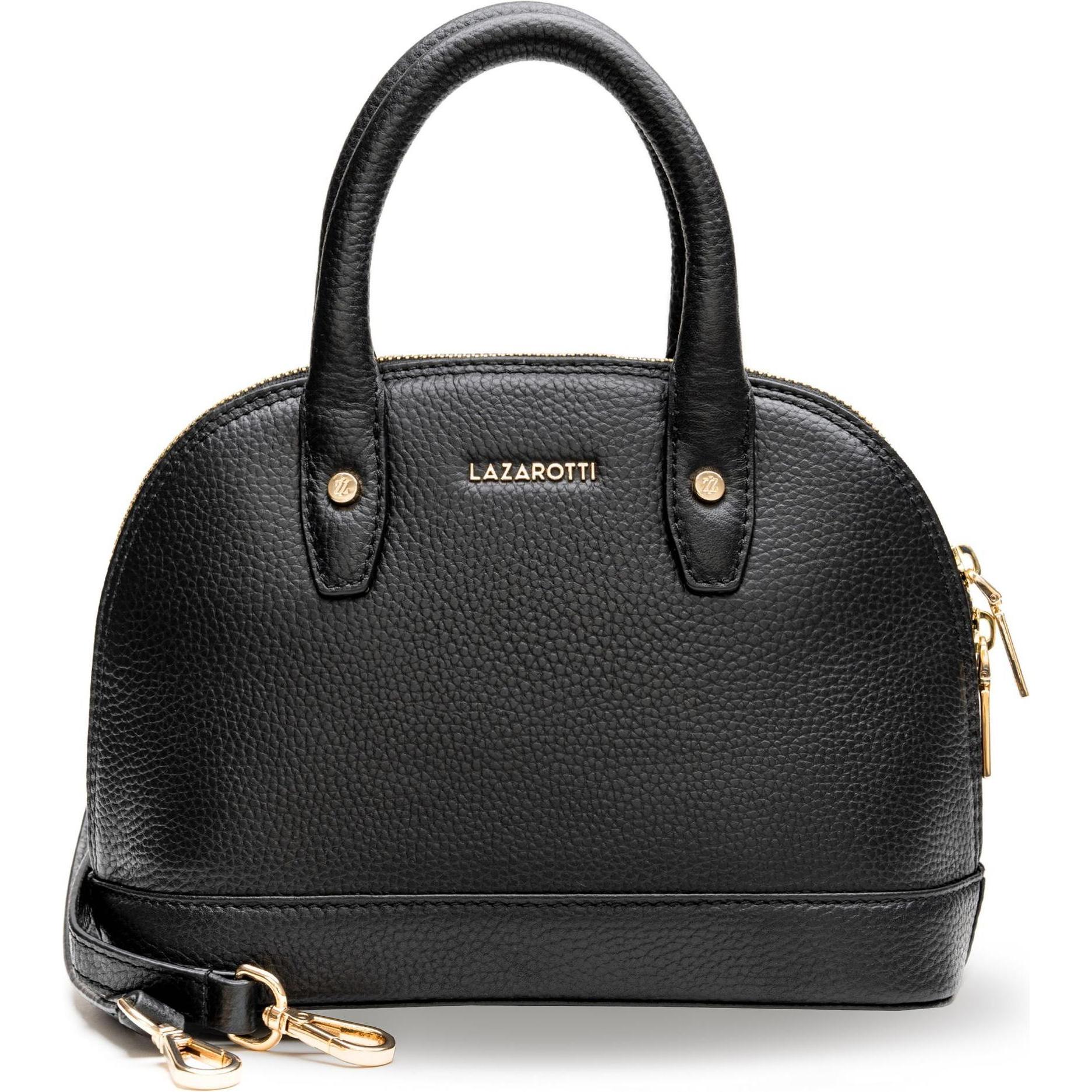 Lazarotti, Handtasche, Bologna Leather Handtasche Leder 24 cm, Schwarz