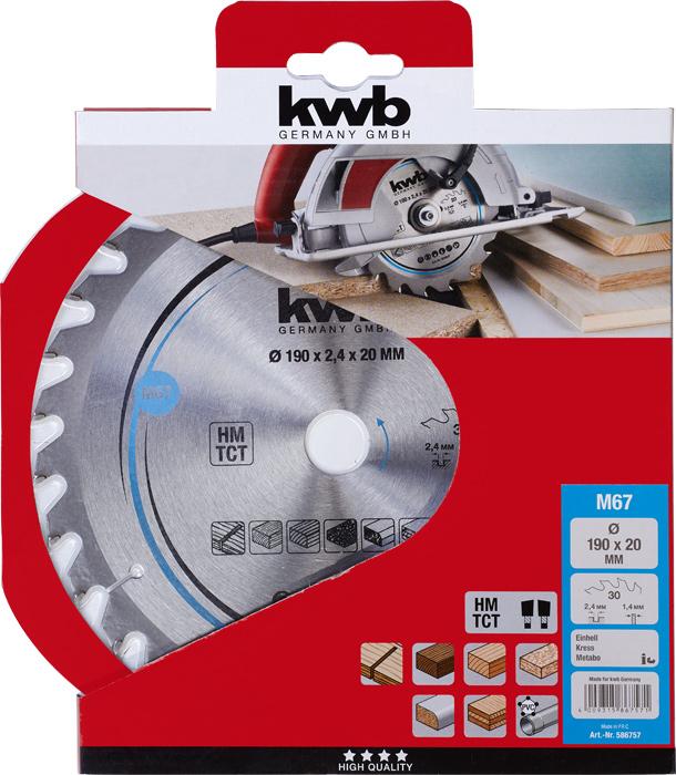 Productafbeelding kwb Cirkelzaagblad HM Medium Ø 190x20 Z30