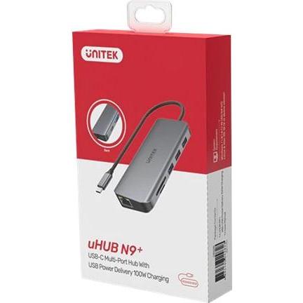 Thumbnail - Unitek D1026B Schnittstellen-Hub USB 3.2 Gen 1 (3.1 Gen 1) Type-C (USB-C, 4 Ports), Dockingstation + USB Hub, Grau