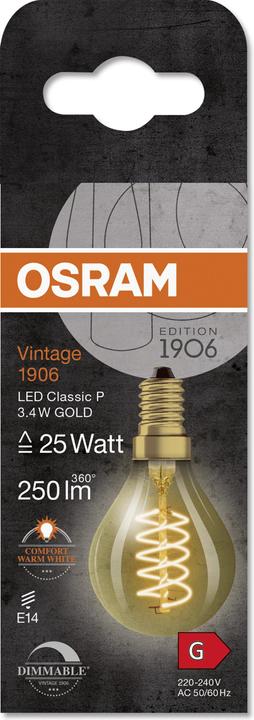 Image du produit Osram Année 1906 (E14, 3.40 W, 250 lm, 1 x, G)