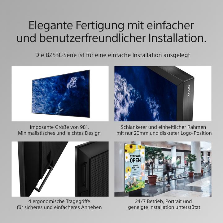 Image du produit Sony 98" Pro LCD 780nit Haze w/5yr PS (3840 x 2160 pixels, 98")