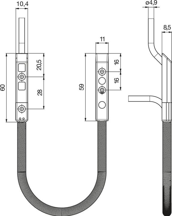 Produktbild KFV Kabelübergang verdeckt 180°,Türseite 4m/Rahmenseite 8m Kabel,Steckverbindung