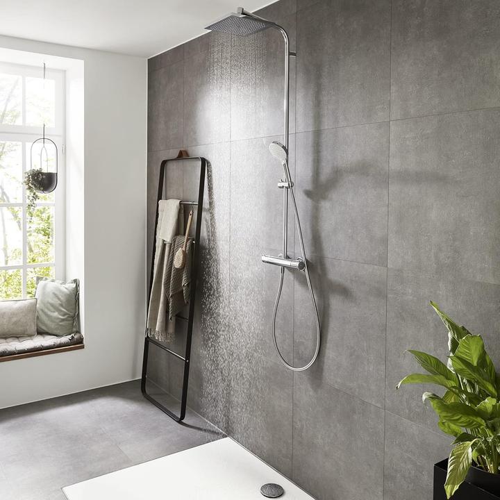 Image du produit hansgrohe Regendoucheset Crometta E 240 Varia 24 cm carré incl. thermostaatkraan 26785000 chroom/wit