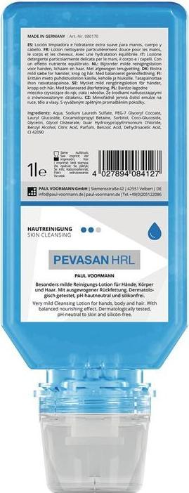 Paul Voorman Handreinigung Pevasan HRL 1 l silikonfrei, pH-Hautneutral Softflasche PAUL VOORMANN