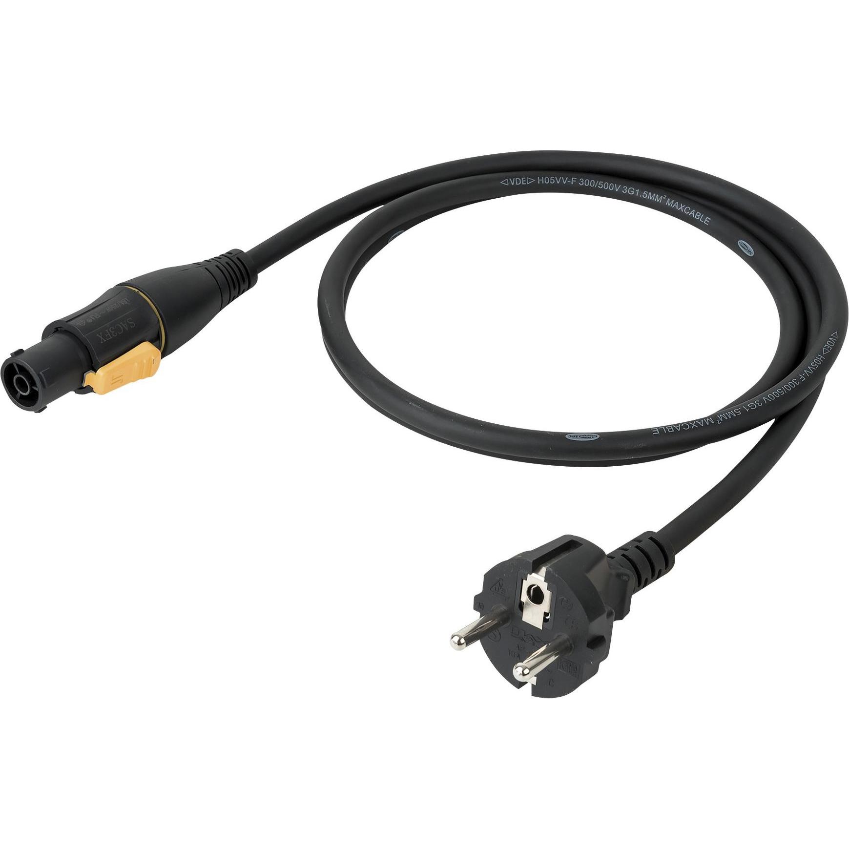 DAP-Audio Powercable Pro Power True to Schuko 1,5 m 3x 1,5 mm2 (1 m), Stromkabel