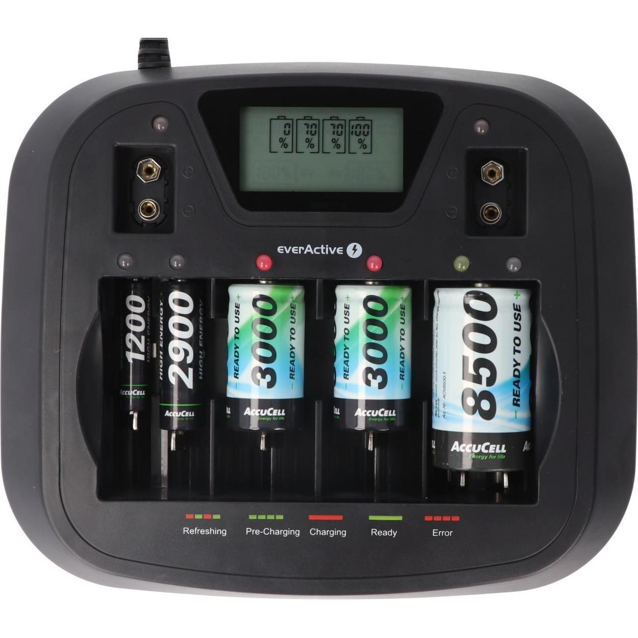 Everactive NC-900U (1 pz., C, D, AA, AAA, Caricabatterie senza batteria), Caricabatterie