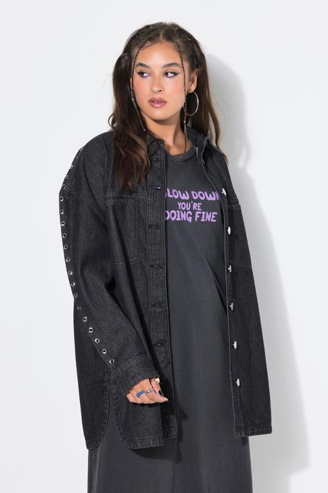 Actual product image Studio Untold Denim shirt, oversize shape, decorative eyelets (58)
