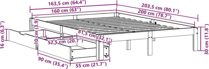 Actual product image vidaXL Bettrahmen (160 x 200 cm)