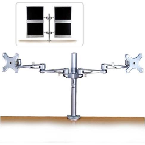 Lindy Dual Clamp on long bracket (Tisch, 20"), Monitor Halterung, Silber