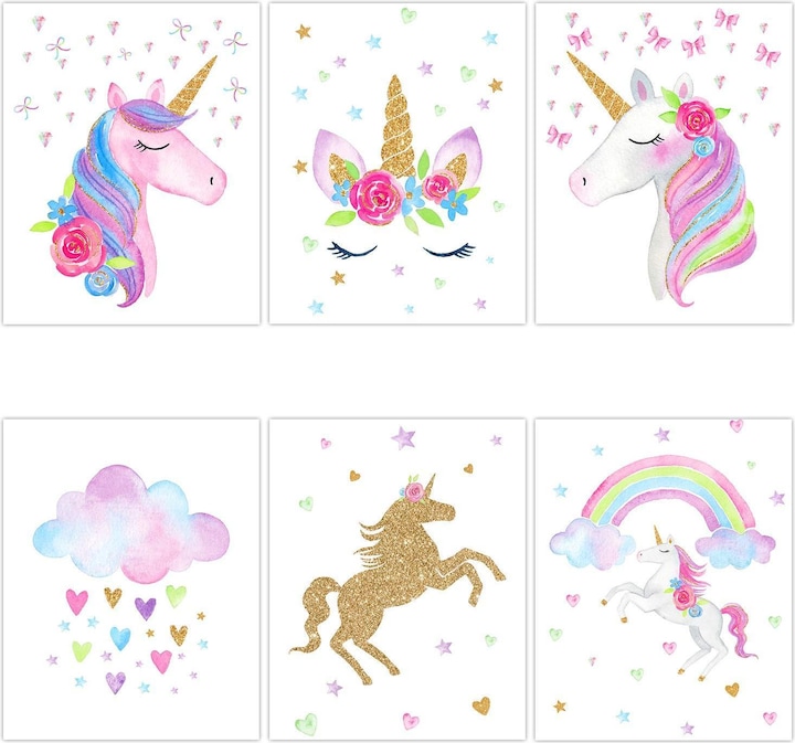 JTI 6x Leinwandposter - Einhorn (60 x 40 cm)