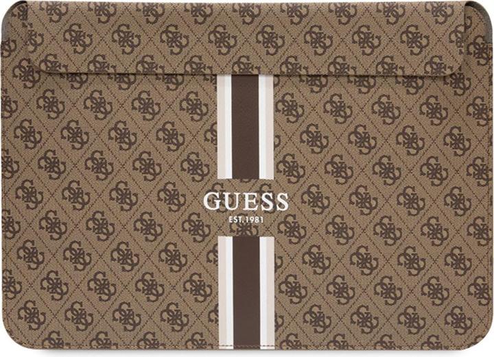 Actual product image Guess PU 4G Computer Sleeve with Printed Stripes, 16 Inch, Brown (16", Universal)