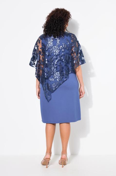 Produktbild Ulla Popken Kleid, Überwurf, Pailletten, V-Ausschnitt, 3/4-Arm (50, 52)
